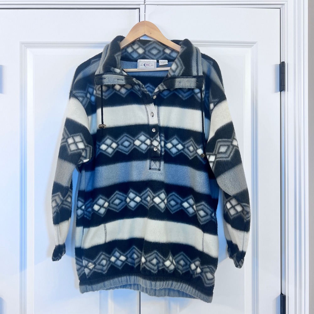 Bugle Boy Company Fleece Pullover Sweater Aztec Diamond Pattern‎ Women's Medium